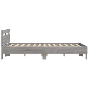 vidaXL Bed Frame with Headboard Gray Sonoma 140x190 cm Engineered Wood