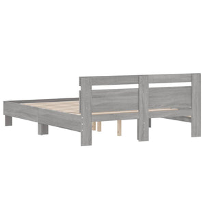 vidaXL Bed Frame with Headboard Gray Sonoma 140x190 cm Engineered Wood