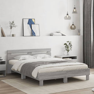 vidaXL Bed Frame with Headboard Gray Sonoma 140x190 cm Engineered Wood