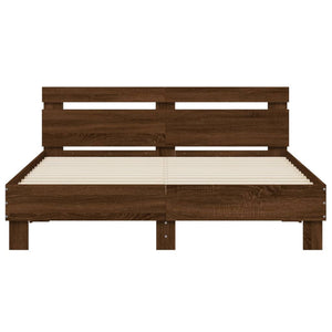 vidaXL Bed Frame with Headboard Brown Oak-Look 140x190 cm