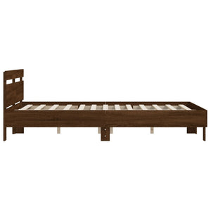 vidaXL Bed Frame with Headboard Brown Oak-Look 140x190 cm