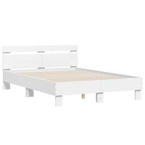 vidaXL Bed Frame with Headboard White 135 x 190 cm Engineered Wood