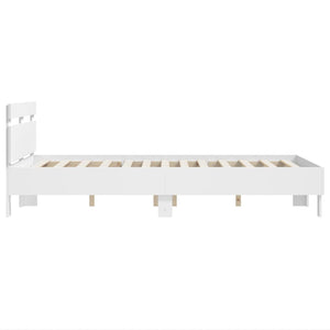 vidaXL Bed Frame with Headboard White 135 x 190 cm Engineered Wood