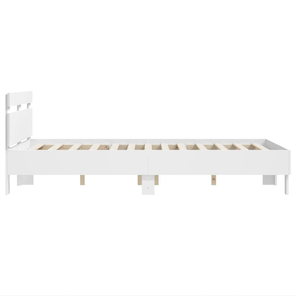 vidaXL Bed Frame with Headboard White 135 x 190 cm Engineered Wood