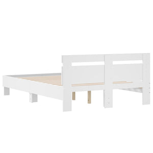 vidaXL Bed Frame with Headboard White 135 x 190 cm Engineered Wood