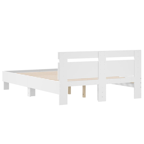 vidaXL Bed Frame with Headboard White 135 x 190 cm Engineered Wood