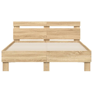 vidaXL Bed Frame with Headboard Sonoma Oak 135x190 cm Engineered Wood