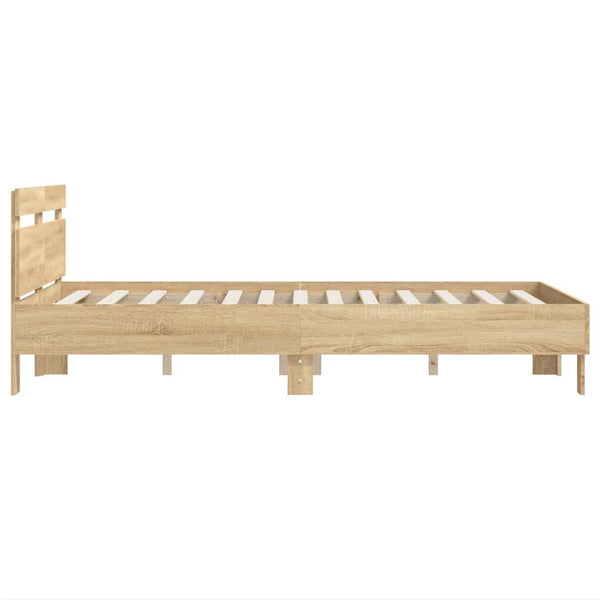 vidaXL Bed Frame with Headboard Sonoma Oak 135x190 cm Engineered Wood