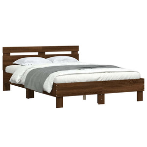 vidaXL Bed Frame with Headboard Brown Oak-Look 135x190 cm