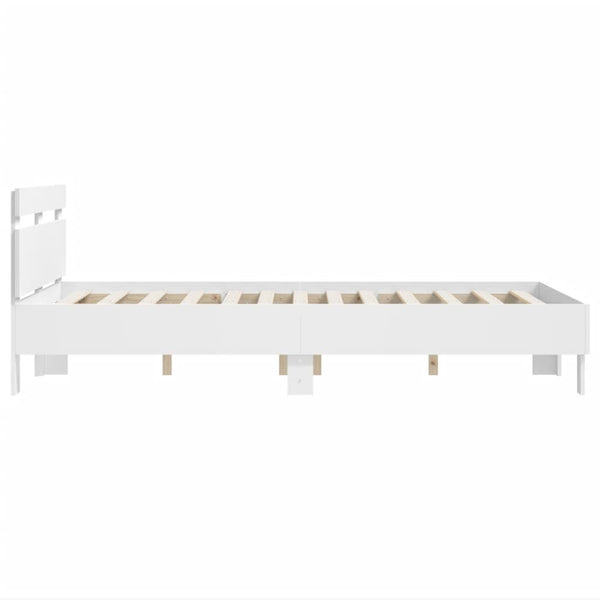 vidaXL Bed Frame with Headboard White 120x190 cm Engineered Wood