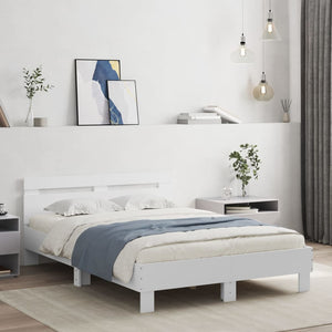 vidaXL Bed Frame with Headboard White 120x190 cm Engineered Wood