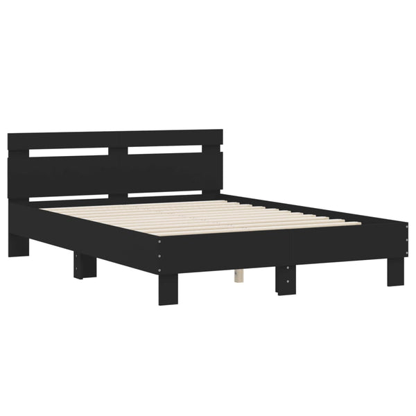 vidaXL Bed Frame with Headboard Black 120x190 cm Engineered Wood