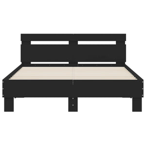 vidaXL Bed Frame with Headboard Black 120x190 cm Engineered Wood