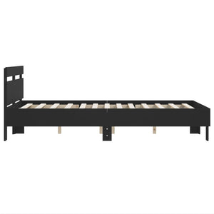 vidaXL Bed Frame with Headboard Black 120x190 cm Engineered Wood