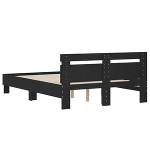 vidaXL Bed Frame with Headboard Black 120x190 cm Engineered Wood