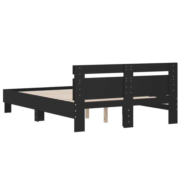 vidaXL Bed Frame with Headboard Black 120x190 cm Engineered Wood