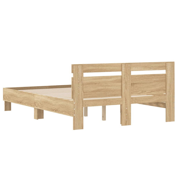 vidaXL Bed Frame with Headboard Sonoma Oak 120x190 cm Engineered Wood