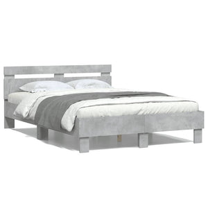 vidaXL Bed Frame with Headboard Concrete Gray 120x190 cm Engineered Wood