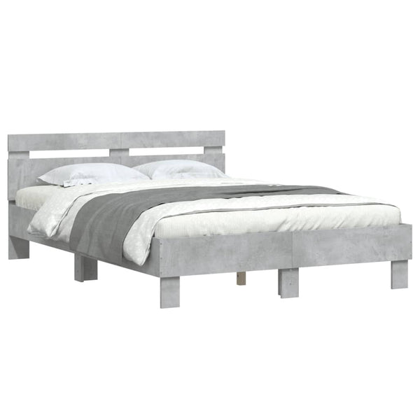 vidaXL Bed Frame with Headboard Concrete Gray 120x190 cm Engineered Wood