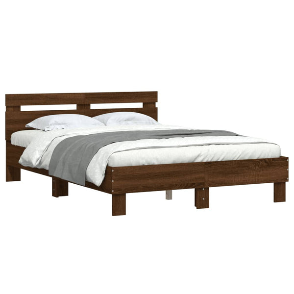 vidaXL Bed Frame with Headboard Brown Oak-Look 120x190 cm