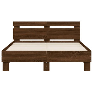 vidaXL Bed Frame with Headboard Brown Oak-Look 120x190 cm