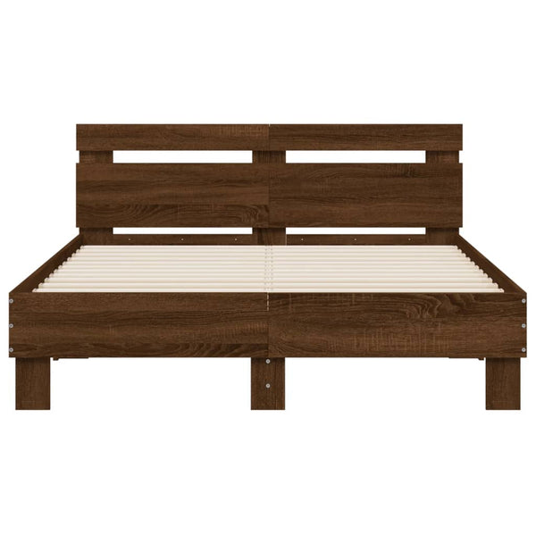 vidaXL Bed Frame with Headboard Brown Oak-Look 120x190 cm