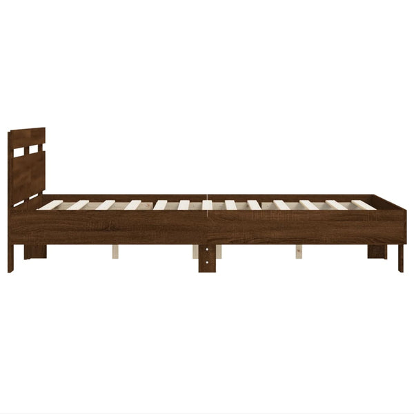 vidaXL Bed Frame with Headboard Brown Oak-Look 120x190 cm