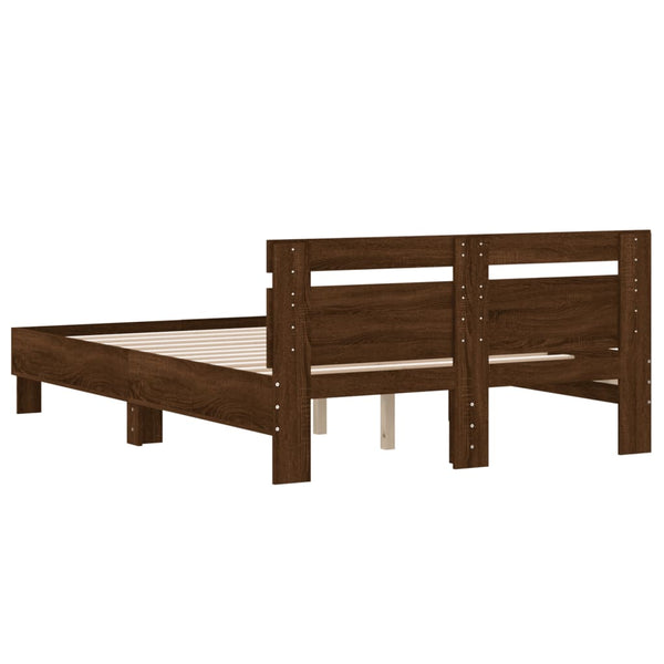 vidaXL Bed Frame with Headboard Brown Oak-Look 120x190 cm
