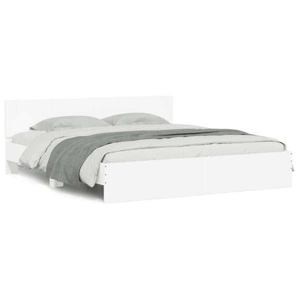 vidaXL Bed Frame with Headboard White 200x200 cm