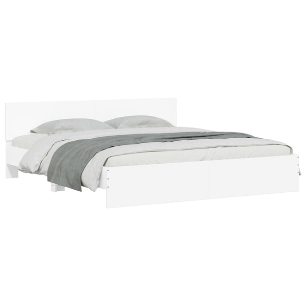 vidaXL Bed Frame with Headboard White 200x200 cm