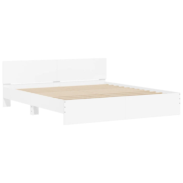 vidaXL Bed Frame with Headboard White 200x200 cm