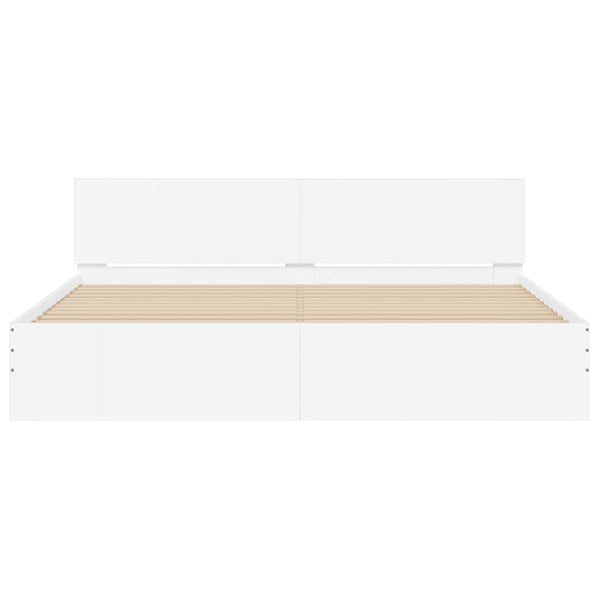 vidaXL Bed Frame with Headboard White 200x200 cm