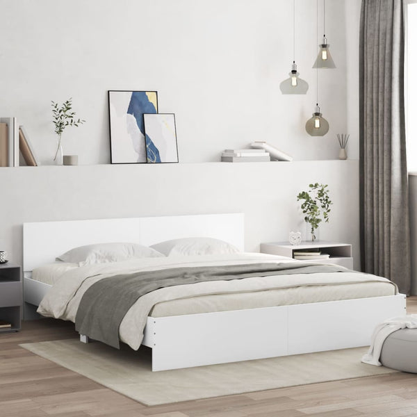 vidaXL Bed Frame with Headboard White 200x200 cm