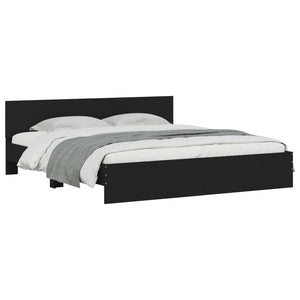 vidaXL Bed Frame with Headboard Black 200x200 cm