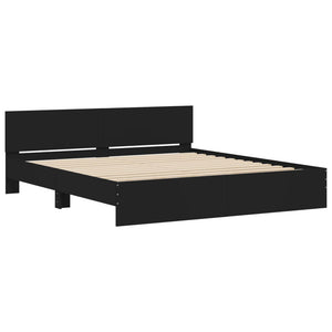 vidaXL Bed Frame with Headboard Black 200x200 cm