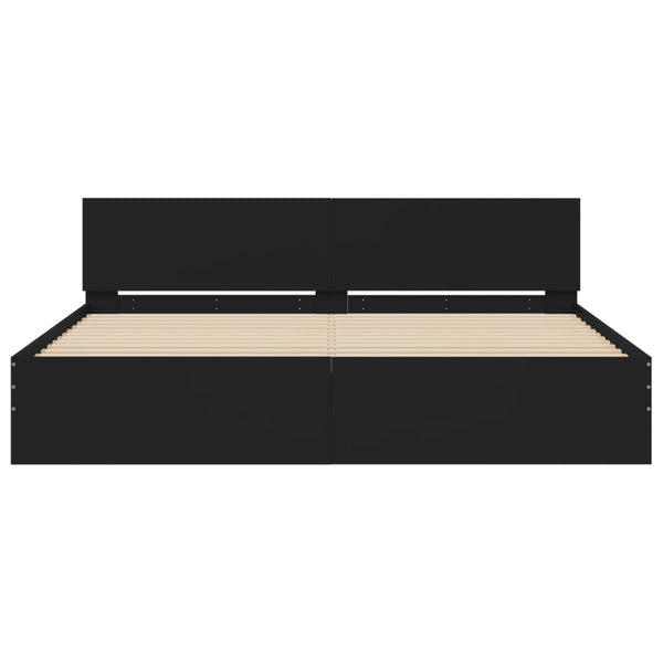 vidaXL Bed Frame with Headboard Black 200x200 cm