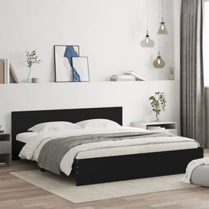 vidaXL Bed Frame with Headboard Black 200x200 cm