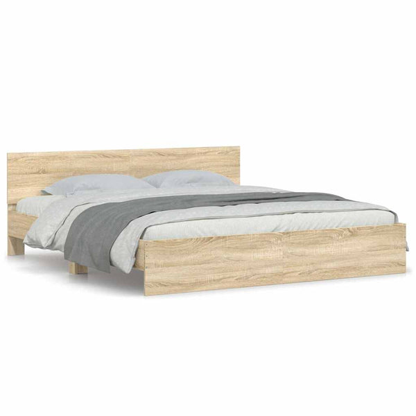 vidaXL Bed Frame with Headboard Sonoma Oak 200x200 cm
