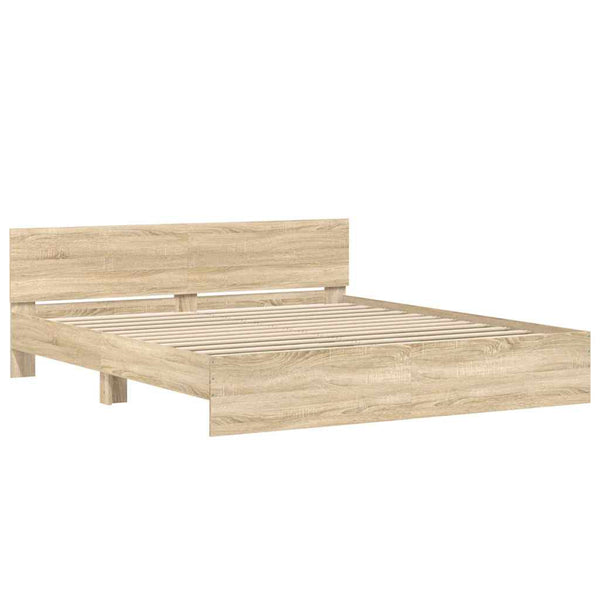 vidaXL Bed Frame with Headboard Sonoma Oak 200x200 cm