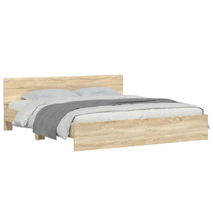 vidaXL Bed Frame with Headboard Sonoma Oak 200x200 cm