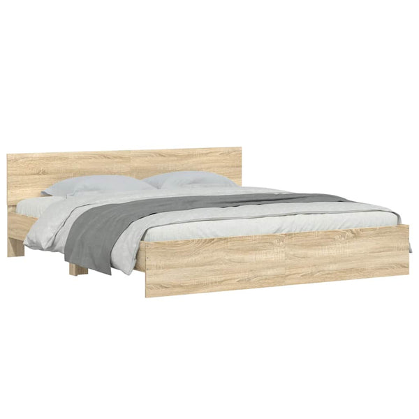 vidaXL Bed Frame with Headboard Sonoma Oak 200x200 cm