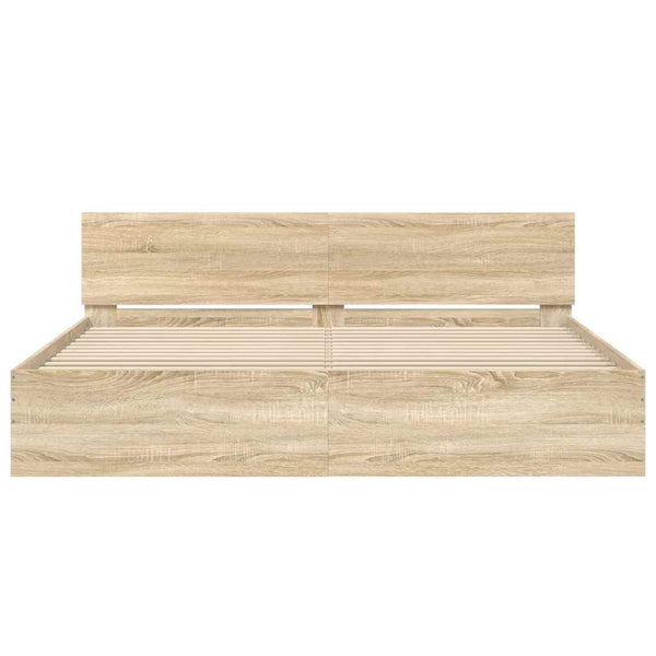 vidaXL Bed Frame with Headboard Sonoma Oak 200x200 cm
