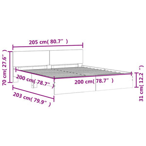 vidaXL Bed Frame with Headboard Sonoma Oak 200x200 cm