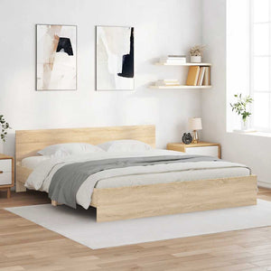 vidaXL Bed Frame with Headboard Sonoma Oak 200x200 cm