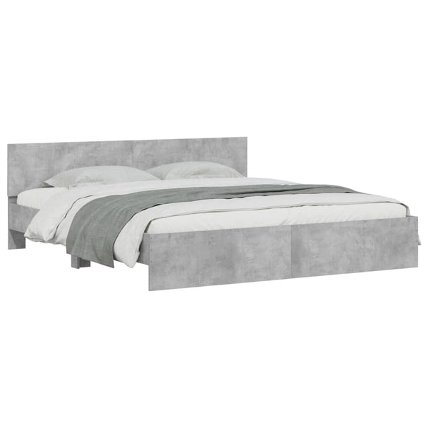 vidaXL Bed Frame with Headboard Concrete Grey 200x200 cm