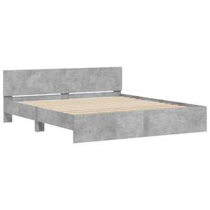 vidaXL Bed Frame with Headboard Concrete Grey 200x200 cm