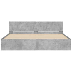 vidaXL Bed Frame with Headboard Concrete Grey 200x200 cm