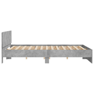 vidaXL Bed Frame with Headboard Concrete Grey 200x200 cm
