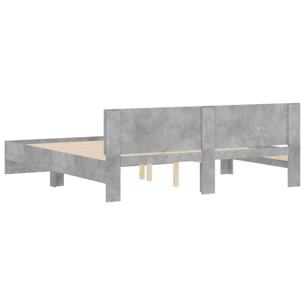 vidaXL Bed Frame with Headboard Concrete Grey 200x200 cm