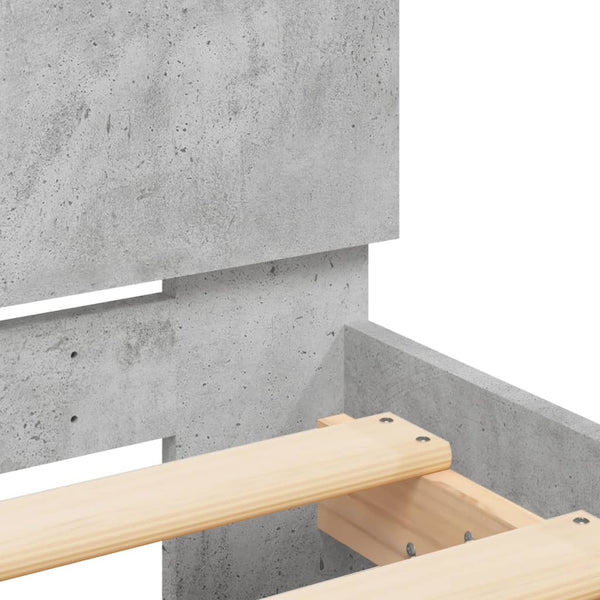vidaXL Bed Frame with Headboard Concrete Grey 200x200 cm